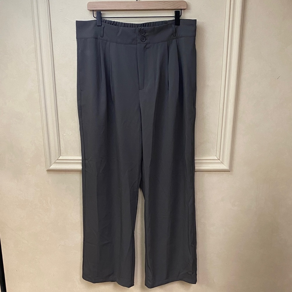 Halara Flex High Waisted Zipper Pocket Shirred Straight Leg Work Pants - Picture 4 of 11